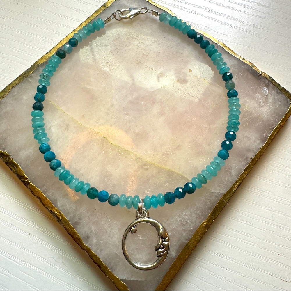 Handmade Aquamarine & Apatite Charm Anklet